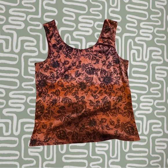 Delicates Floral Copper Tank Top Sz Medium - Picture 3 of 5